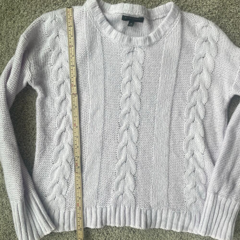 Banana Republic Factory women's crew neck cable knit pullover lilac sweater sz M - Picture 5 of 12